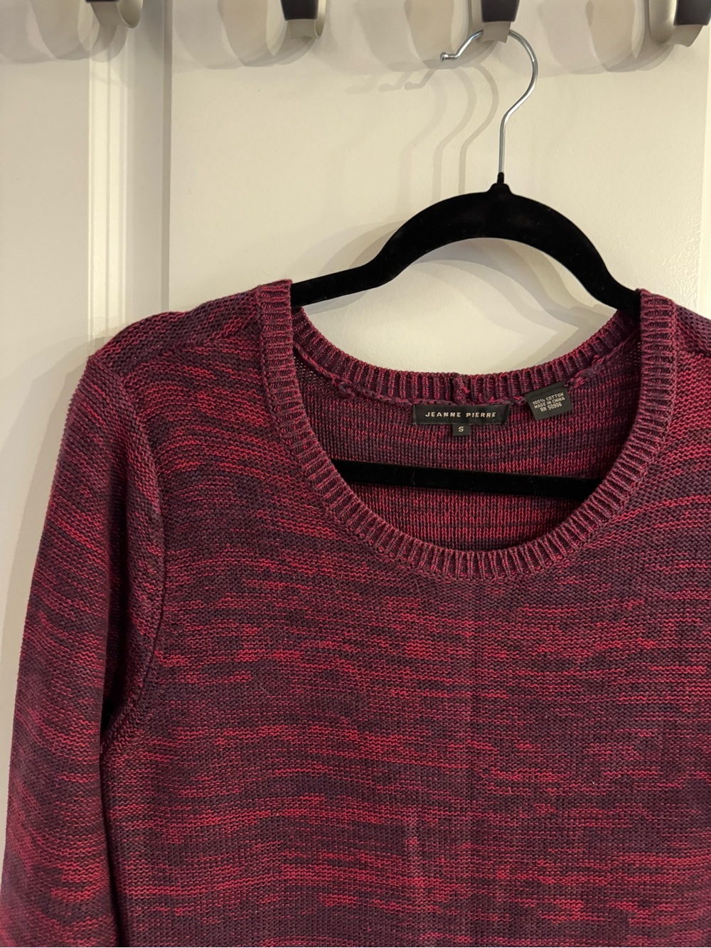 JEANNE PIERRE Marled Wine/Purple Crewneck Tunic Sweater